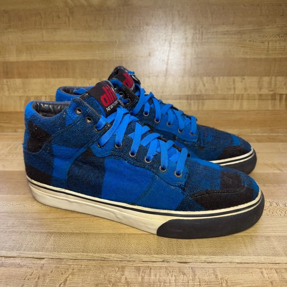 Alife Everybody Hi Lumberjack Blue Black Buffalo Plaid Wool Skate Shoes Mens 11